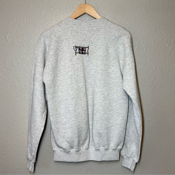 VTG Pastoral Amish Corn Quilt Santee Handmade Embroidered Sweatshirt Sz Unisex S - Picture 3 of 12